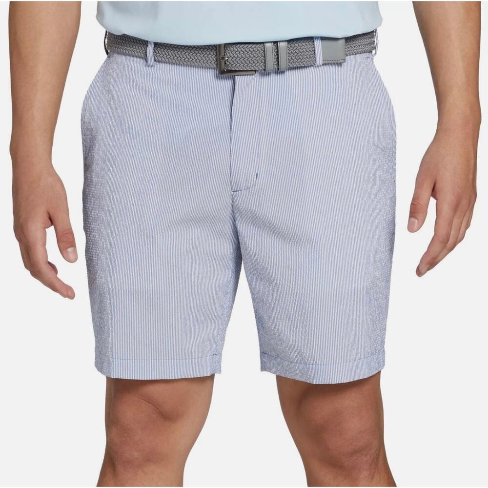 Walter Hagen Men’s Clubhouse Seersucker Golf Shorts in Navy and White, Waist 35